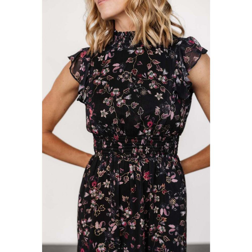 Baltic Born Kearny Ruffle Maxi Dress | Midnight + Gold Multi Size XLXL - Picture 3 of 5
